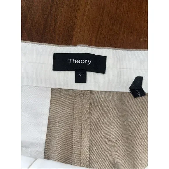 Theory Women’s Tailor Trouser C Sleek Flannel Beige Wool Dress Crop Pants Sz 6 - Picture 3 of 7
